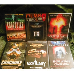 Crocodile 1 & 2
Poltergeist
Outbreak
Mortuary - édition Collector 2 DVD
Spontaneous Combustion
Pack 6 Films 7 DVD
