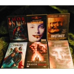 Le Silence des Agneaux
Dragon Rouge
Instinct
Thor
Thor 2 le Monde des Ténèbres
Le Rite
Pack 6 Films DVD Anthony Hopkins